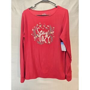 Croft & Barrow Pajama Top Womens Size Small Holiday Christmas Stay Cozy Long...